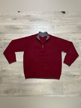 Harry Rosen Cashmere Quarter Zip Pullover Sweater Burgundy Red Mens‎ Large L